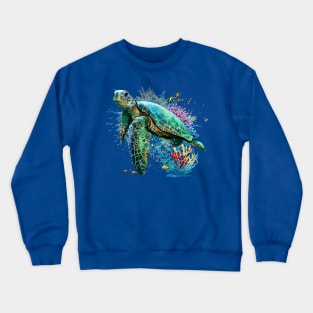 Sea turtle watercolor Style Underwater Summer Vibes Crewneck Sweatshirt